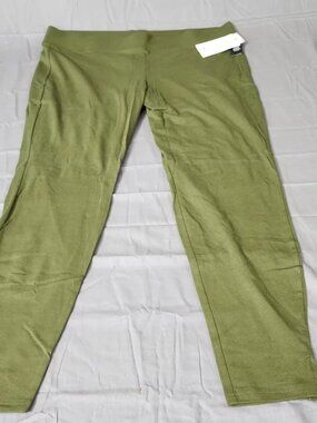 Utopia by HUE Women's Plus 2X Leggings Army Green Ankle Slit Stretch Knit